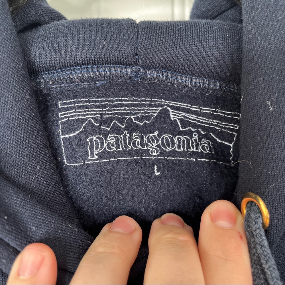 Patagonia Navy Graphic Hoodie Mountains Dessert Scene Hooded - Picture 4 of 5